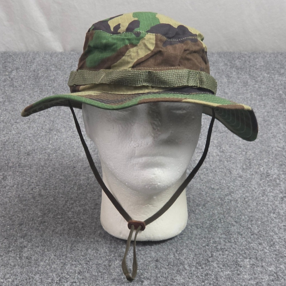 Vintage US Military Jungle Hat Type II 7 3/4 Camo Boonie 1986 Woodland Ripstop